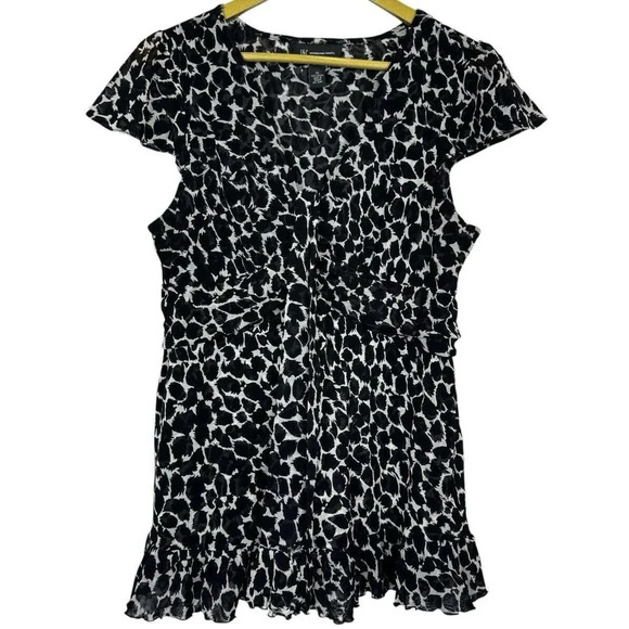 Vintage Y2K Fairy Whimsigoth INC Mesh Babydoll Top XL V-Neck Black Ruffle Hem - Picture 1 of 7